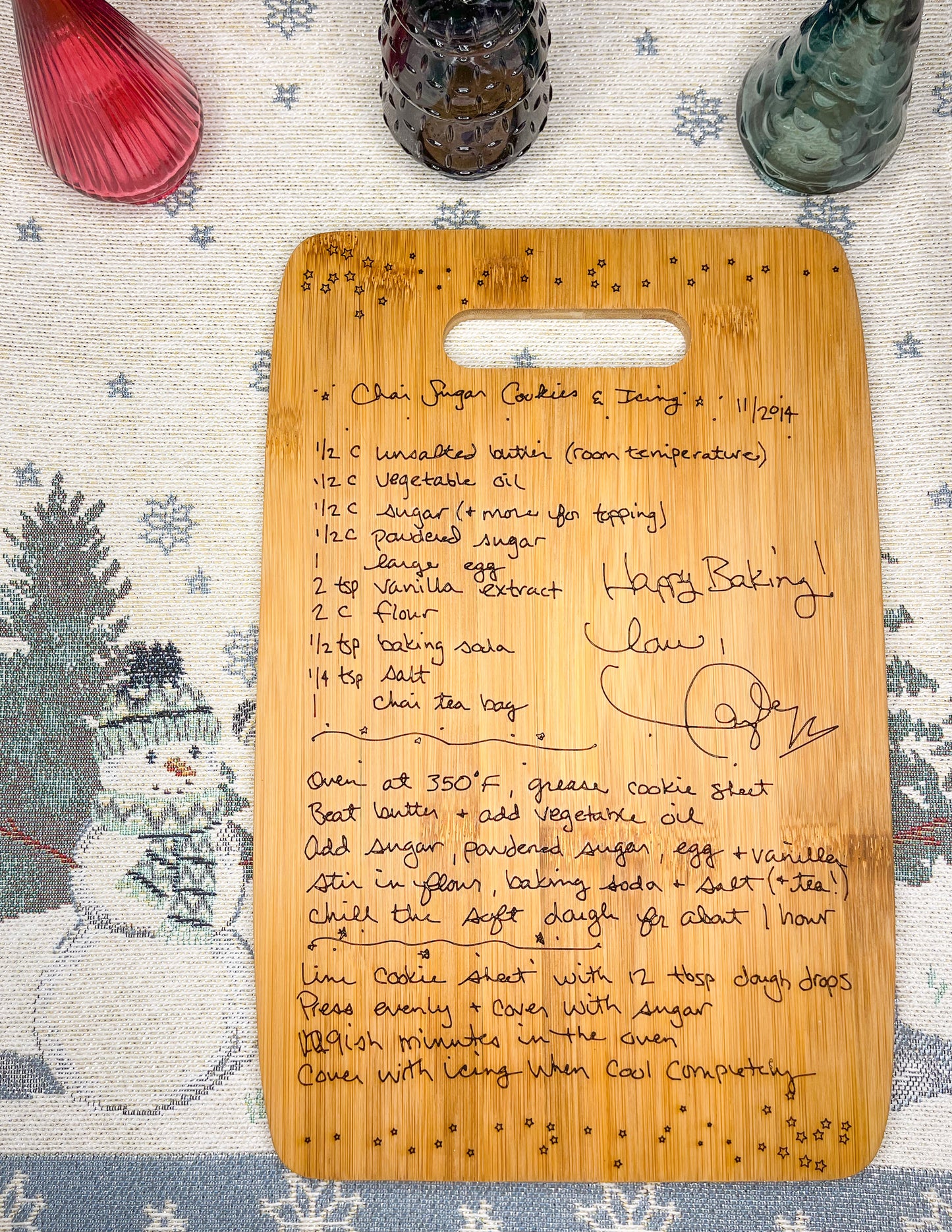 Tay's Chai Sugar Cookie Recipe Board