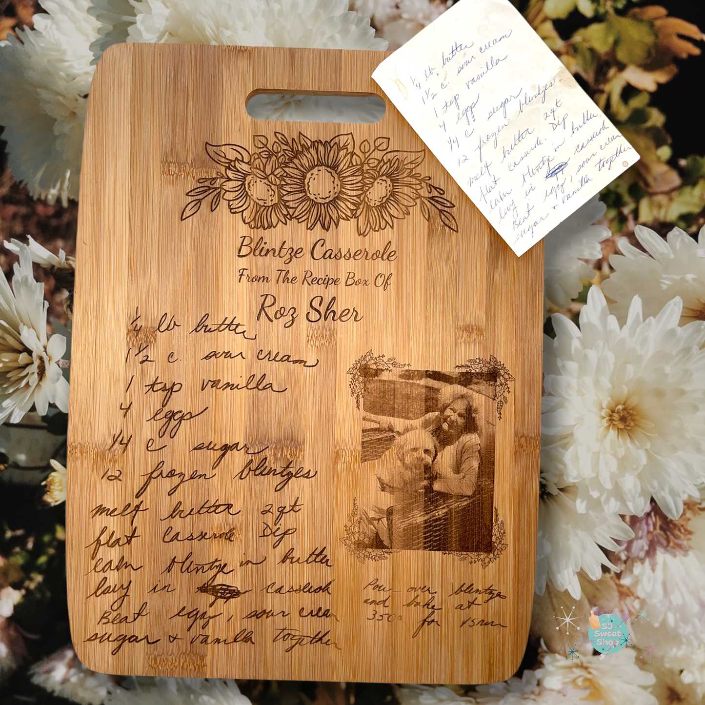 Engraved Handwritten Recipe Cutting Board