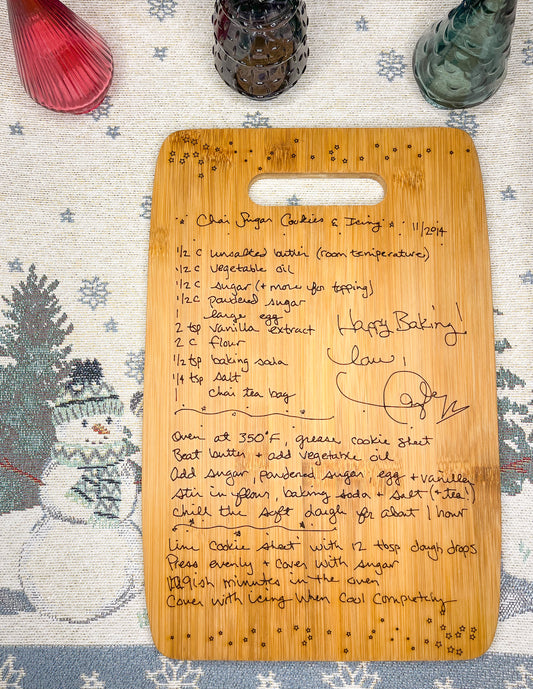 Tay's Chai Sugar Cookie Recipe Board
